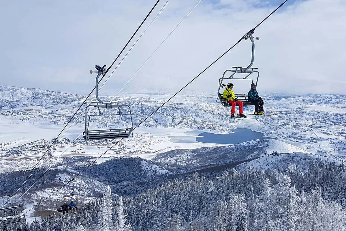 Skiers in Park City in Utah