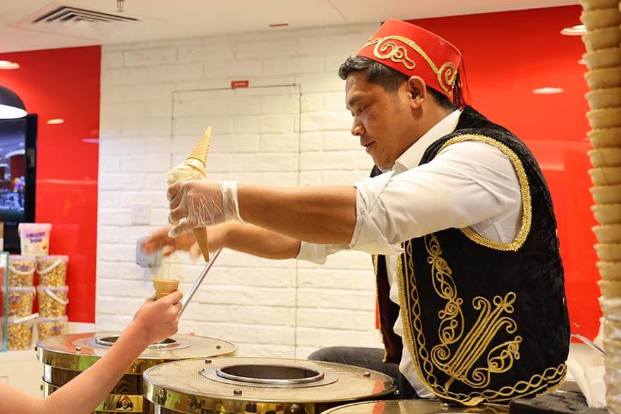 Turkish ice cream at Dubai Mall