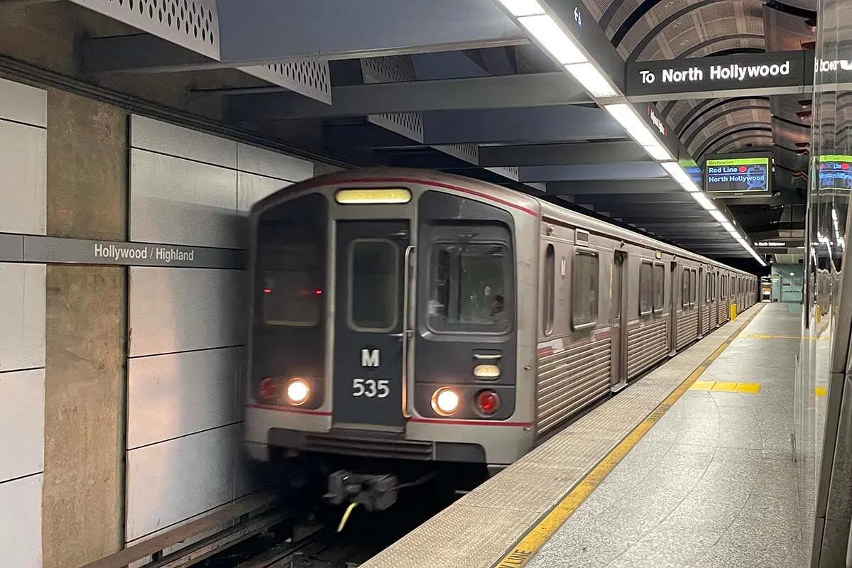 Empty metro rail station in Los Angeles USA