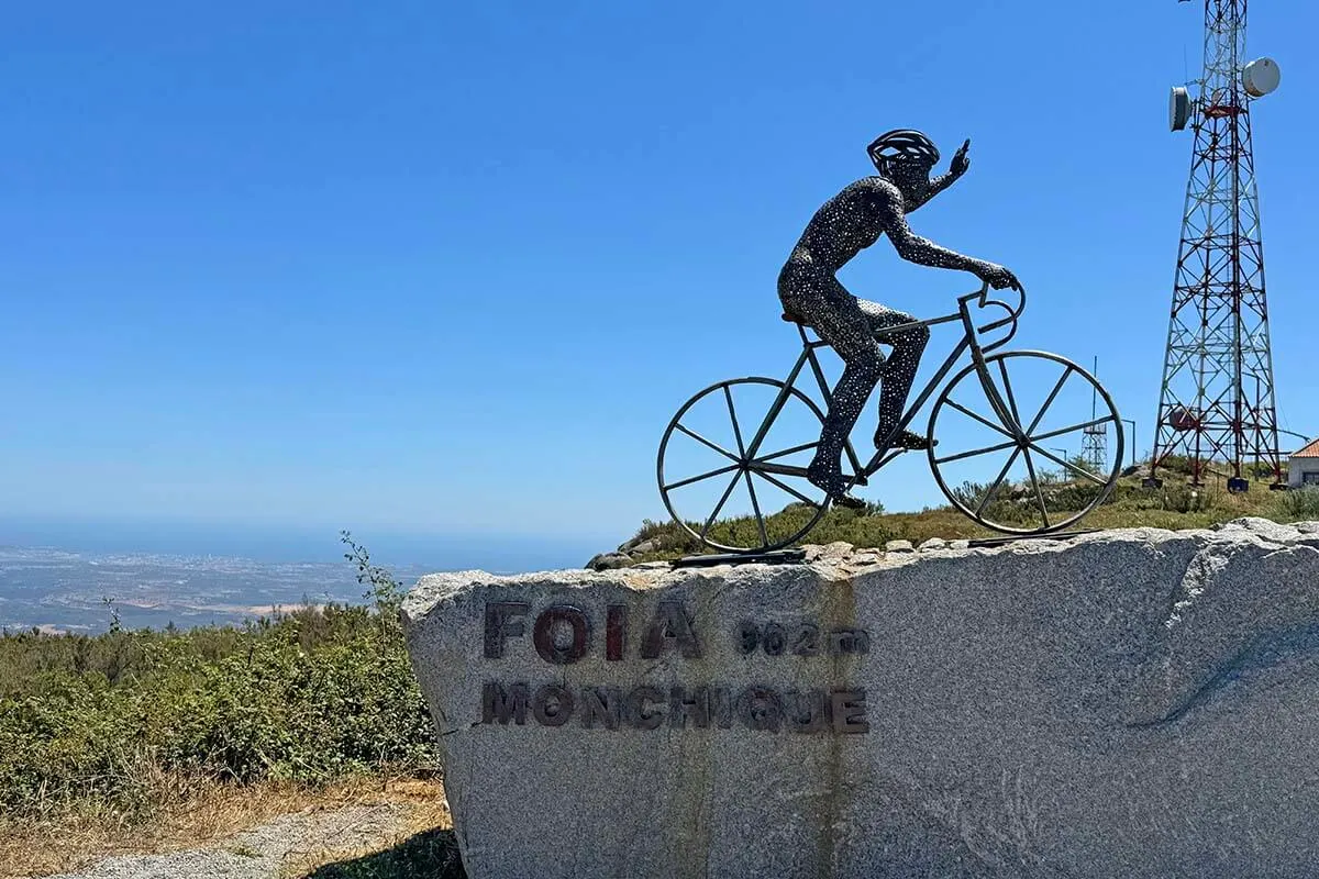 Sculpture of cyclist at Mount Foia, Top of Algarve