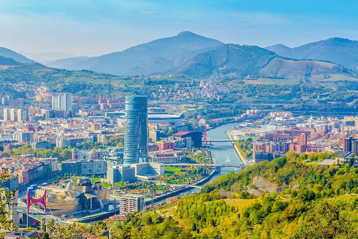 Bilbao city aerial views from Mount Artxanda