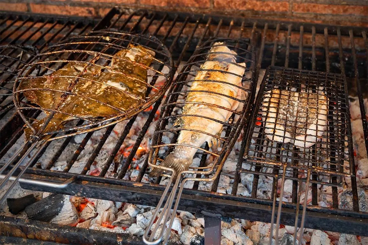 Coal-grilled fish in Getaria Spain