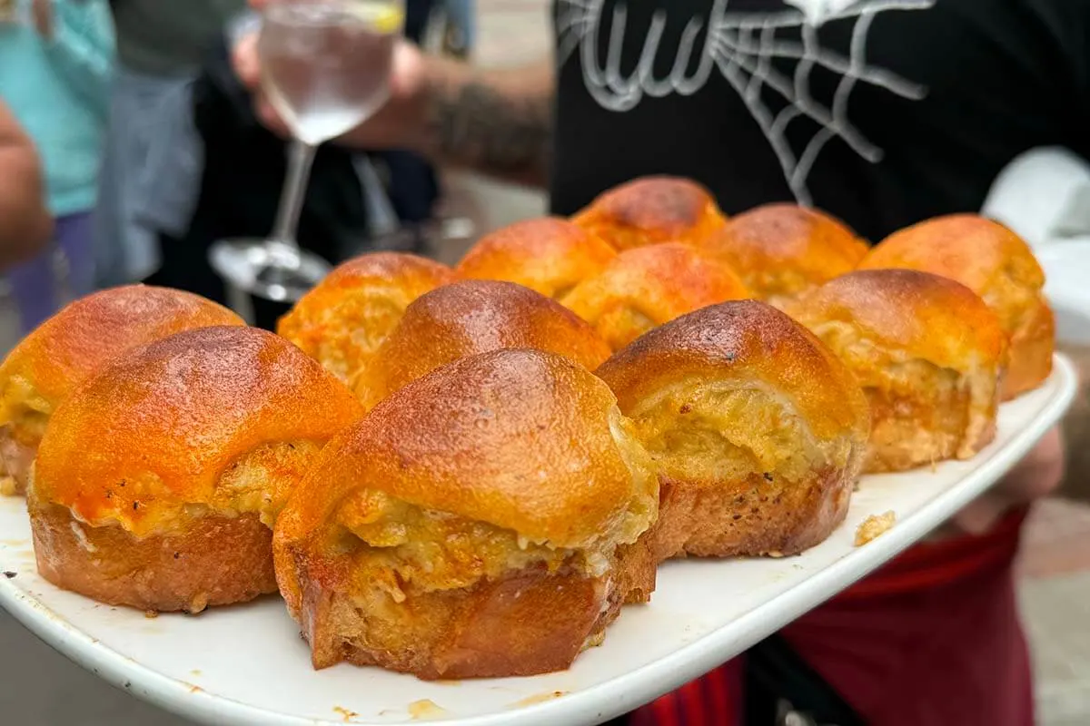 Crab pintxos at a local cafe in Bilbao