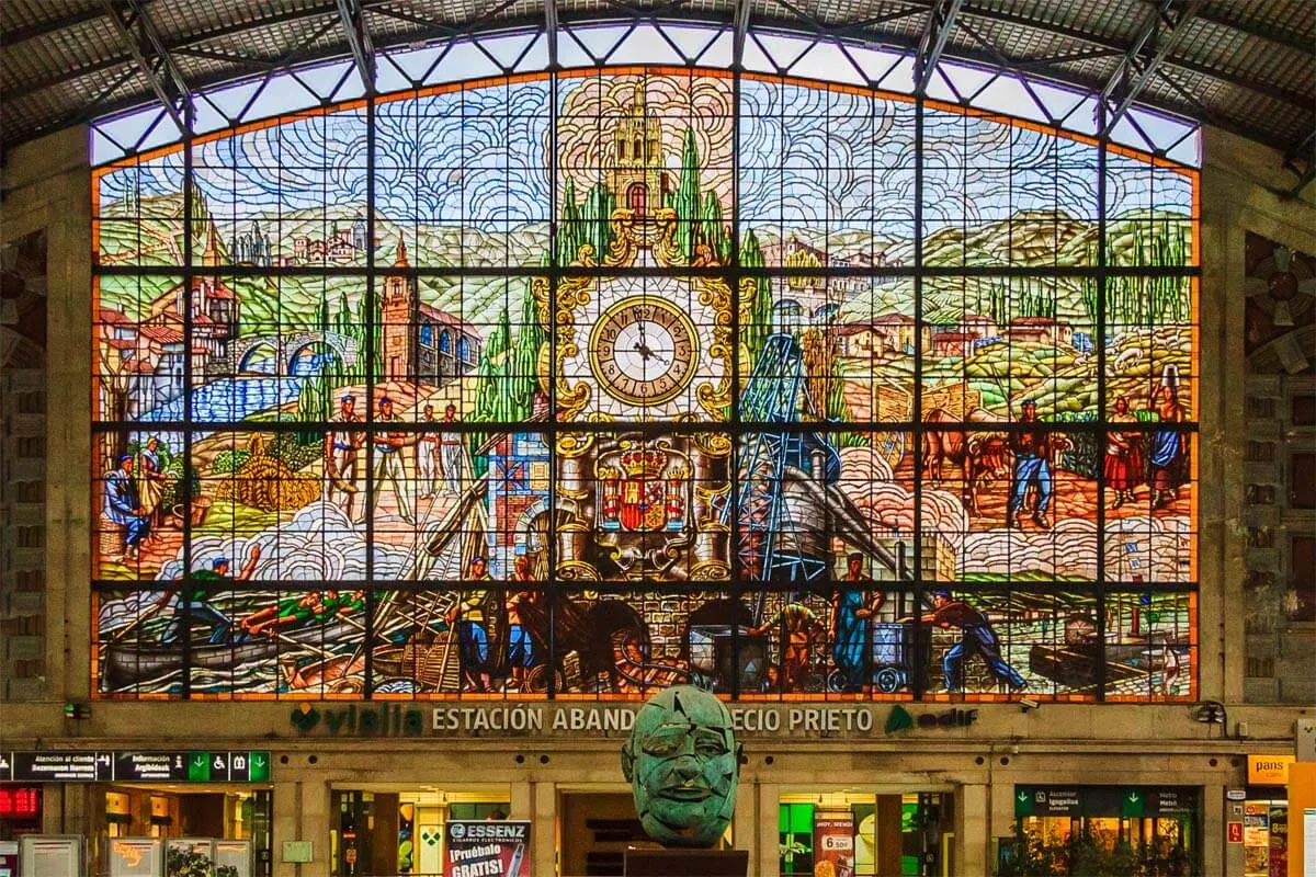 Stained glass window inside Bilbao Abando Station (Bilbao-Concordia railway station)