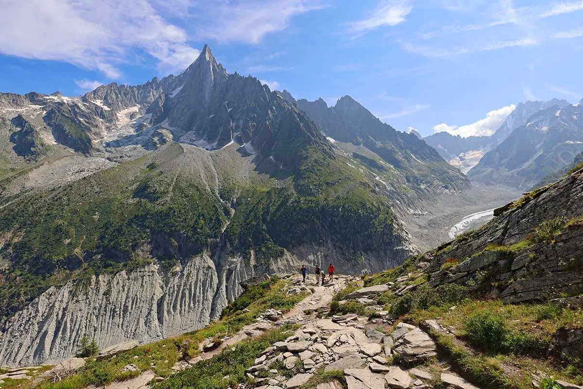 Mer de Glace and Argentière glacier view from Signal Forbes, Chamonix